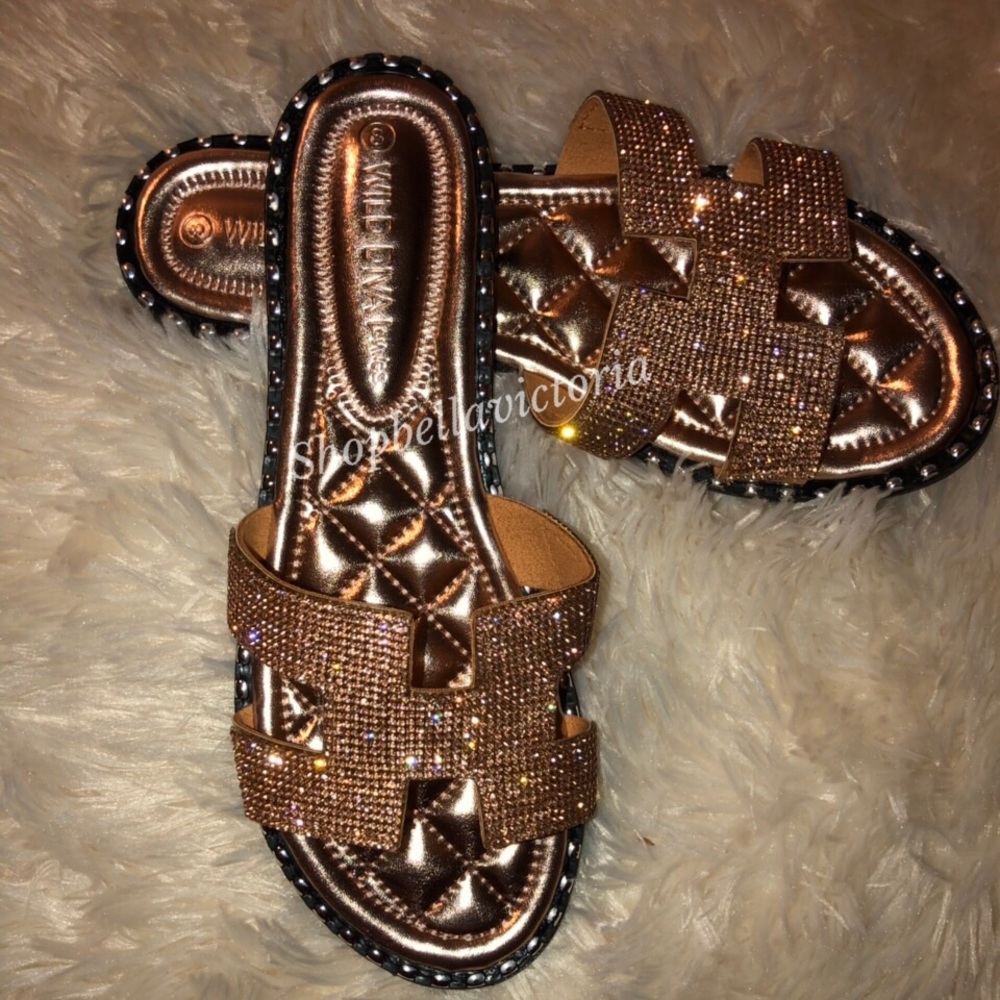 Imperial Topaz- Rose Gold Rhinestone Sandals - Picture 3 of 3